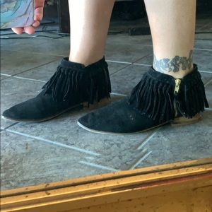 Black fringe booties Aldo
